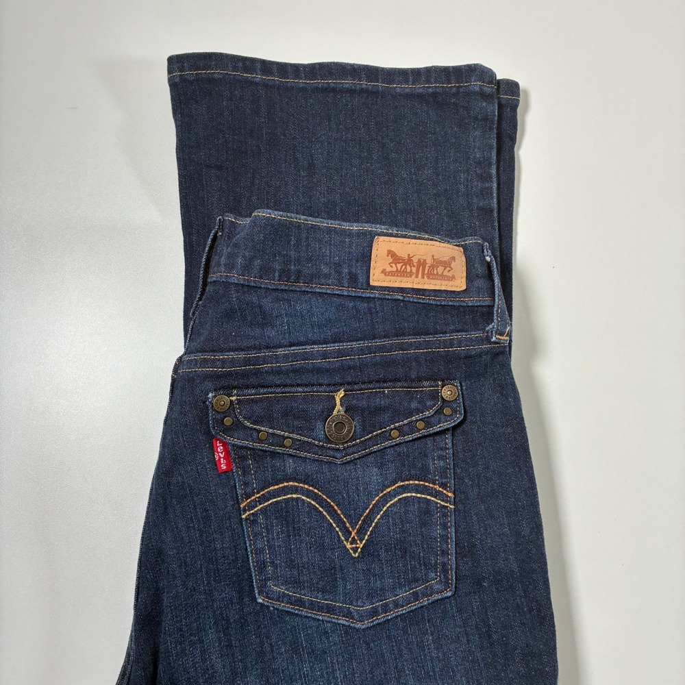 Levi's 515 Bootcut Jeans Women 4S‎ 30x30 Dark Wash Studded Flap Pocket Denim